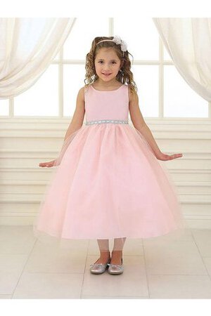 Abito da Cerimonia Bambini in Tulle con Perline Tondo con Increspature con Piega Naturale - Foto 4