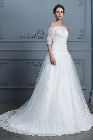 Robe de mariée d'epaule ajourée frappant en 1/2 manche balancement romantique - Photo 6