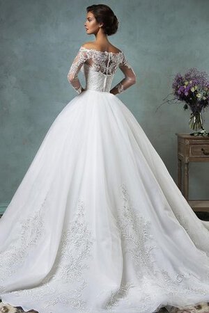 Robe de mariée spécial longue avec bouton avec gaze de traîne courte - Photo 3