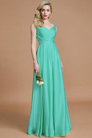 Robe demoiselle d'honneur naturel v encolure de princesse avec sans manches ruché - Photo 20