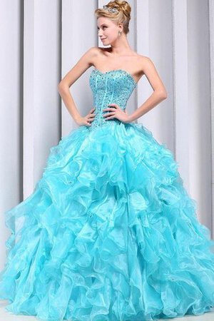 Abito dal Dolce Sedici Allacciato Senza Maniche Naturale Ball Gown con Increspature A Terra - Foto 4