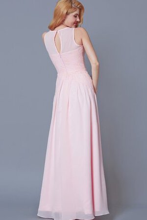 Abito da Damigella con Applique con Piega A-Line Cerniera Senza Maniche in Chiffon - Foto 3