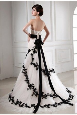 Abito da Sposa Cuore con Applique Senza Maniche con Perline Allacciato - Foto 2