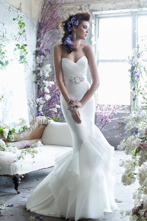 Robe de mariée ceinture avec perle avec cristal avec sans manches de col en cœur - Photo 1