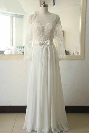 Robe de mariée textile en tulle avec manche longue avec fleurs en chiffon en satin - Photo 1