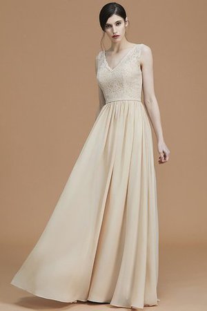 Abito da Damigella in Chiffon Principessa V-Scollo A-Line Senza Maniche - Foto 3