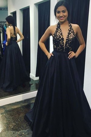 A Linie Prinzessin Wunderbar Ballkleid ohne Ärmeln mit Applike - Bild 1