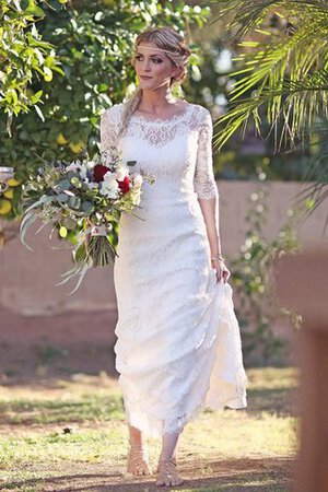 Vestido de Novia de Corte Sirena de La mitad de manga de Escote redondo - Foto 1