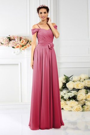 Robe demoiselle d'honneur plissage de princesse manche nulle en chiffon avec zip - Photo 5