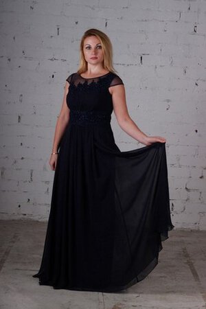 Chiffon Perlenbesetztes Empire Taille Bateau kurze Ärmeln Ballkleid mit gekappten Ärmeln - Bild 3