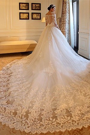 Abito da sposa a terra pudica puffy naturale bellissimo fuori dalla spalla - Foto 3