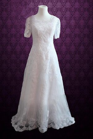 Robe de mariée sage courte de traîne courte ligne a boutonné - Photo 1