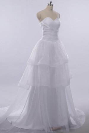 Robe de mariée plissage avec gradins manche nulle en tulle a-ligne - Photo 1