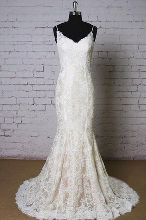 Abito da Sposa Schiena Nuda a riva Vintage Coda A Strascico Corto Elegante in Pizzo - Foto 1