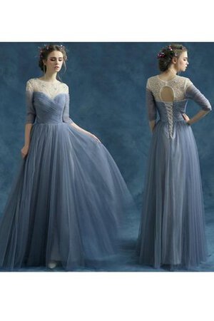 Robe de bal de col bateau textile en tulle ruché avec perle ligne a - Photo 3