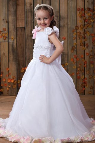 Robe de cortège enfant plissage avec fleurs appliques ligne a - Photo 1