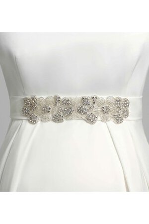 A-Line kurze Ärmeln Satin bodenlanges stilvolles Brautkleid mit Perlen - Bild 7