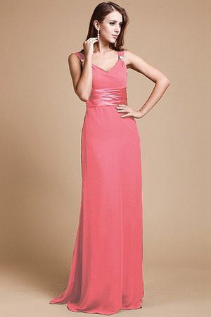 Robe demoiselle d'honneur longue de col en v collant avec zip avec chiffon - Photo 28