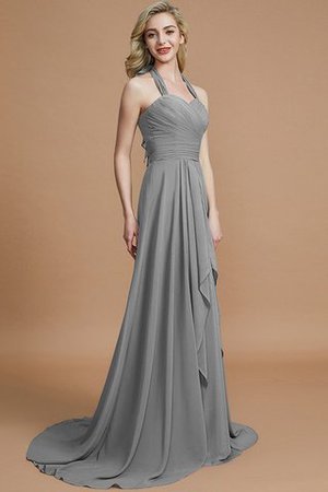 Abito da Damigella Naturale A-Line Anello in Chiffon Senza Maniche - Foto 32