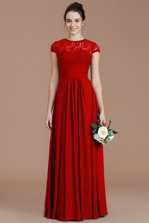 Natürliche Taile A Linie Kurze Ärmeln Juwel Ausschnitt Brautjungfernkleid mit Bordüre - Bild 35