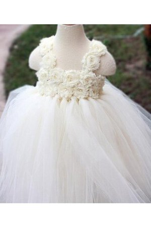 Robe de cortège enfant plissé manche nulle en tulle avec fleurs de mode de bal - Photo 1