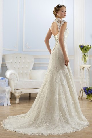 Robe de mariée classique trou de serrure a-ligne decoration en fleur v encolure - Photo 2