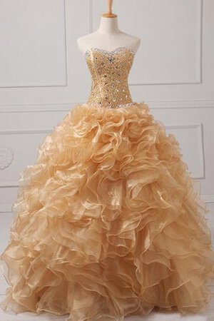 Robe de quinceanera longue equipé de jacket d'epaule ecrite textile en tulle en organza - Photo 1