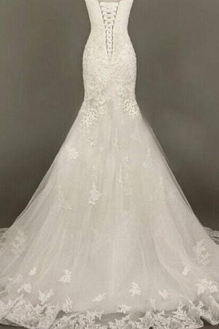 Abito da Sposa Coda A Strascico Corto in Tulle con Applique Cuore Cerniera Elegante - Foto 2