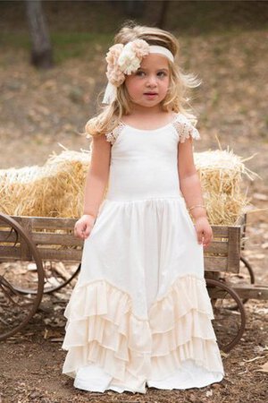 Robe de cortège enfant plissage avec manche courte de lotus a-ligne avec décoration dentelle - Photo 3