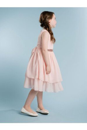 Robe de cortège enfant plissé naturel avec perle a-ligne manche nulle - Photo 2