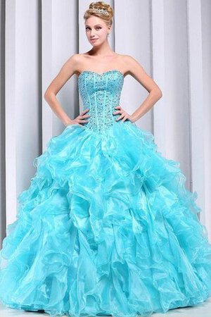 Abito dal Dolce Sedici Allacciato Senza Maniche Naturale Ball Gown con Increspature A Terra - Foto 2