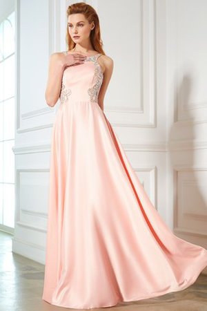 Natürliche Taile Prinzessin Schaufel-Ausschnitt Ballkleid aus Satin mit Offenen Rücken - Bild 1