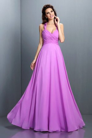 Normale Taille Nackenband Chiffon Sittsames Brautjungfernkleid mit Reißverschluss - Bild 1