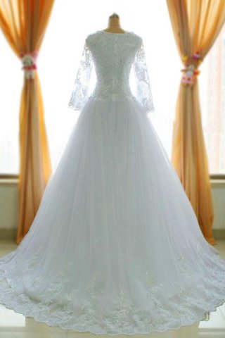 Abito da Sposa Sotto Ginocchio con Perline Quadrato con Maniche Lunghe monospalla A-Line - Foto 2