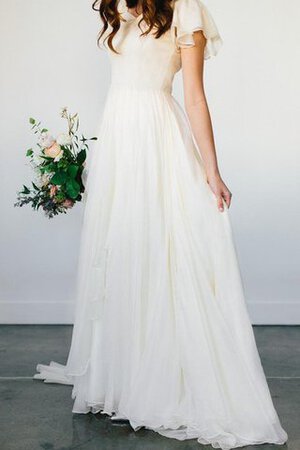 Abito da Sposa con Manica Corte in Chiffon sogno con Perline Senza Maniche Cerniera - Foto 6