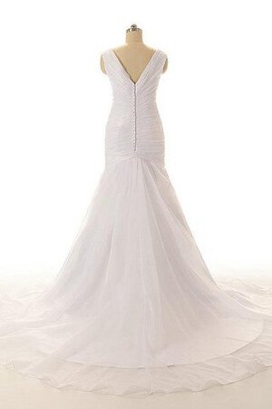 Robe de mariée luxueux en organza croisade ruché manche nulle - Photo 3