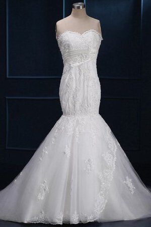 Abito da Sposa Fuori dalla spalla in Pizzo monospalla con Applique Cuore Sotto Ginocchio - Foto 2