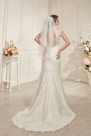 Robe de mariée naturel gaine v encolure de traîne moyenne avec manche épeules enveloppants - Photo 3