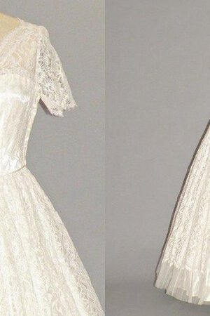 Robe de mariée festonné femme branché humble avec manche courte avec broderie - Photo 5