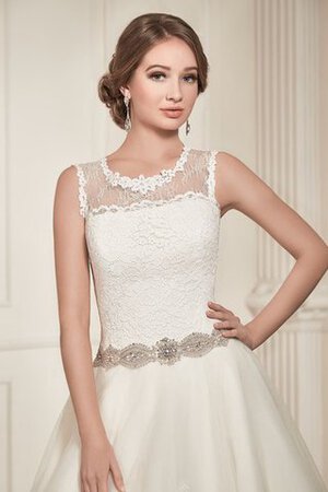 Robe de mariée intemporel naturel avec perle avec lacets manche nulle - Photo 4