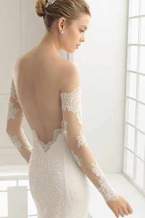 Robe de mariée attirent epaule nue en dentelle de traîne moyenne longueur au ras du sol - Photo 3