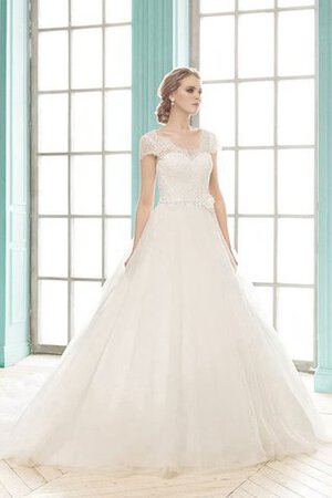 Abito da Sposa in Tulle in pizzo V-Scollo originale A-Line Naturale - Foto 1