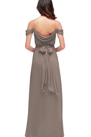 Drapiertes Chiffon einfaches romantisches bodenlanges Brautjungfernkleid mit gekappten Ärmeln - Bild 2