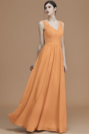 Robe demoiselle d'honneur en chiffon avec sans manches de lotus v encolure a-ligne - Photo 26