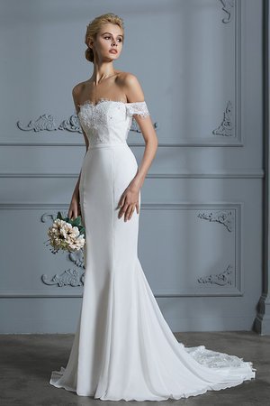 Robe de mariée bustier de bijouterie fait main de sirène avec manche courte longue - Photo 6