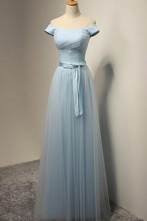 Robe demoiselle d'honneur ceinture d'epaule ecrite ligne a avec manche courte textile en tulle - Photo 1