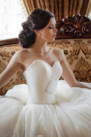 Abito da Sposa Ball Gown in Tulle A Terra Naturale Cuore con Perline - Foto 4