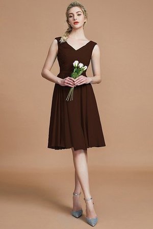 Robe demoiselle d'honneur naturel ligne a avec sans manches ruché en chiffon - Photo 12