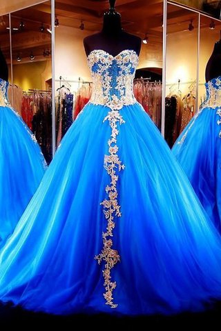 Langärmeliges Duchesse-Linie Spitze Reißverschluss langes Quinceanera Kleid mit Bordüre - Bild 2