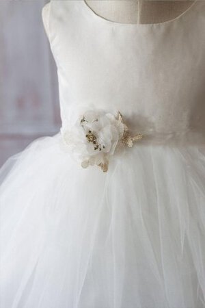 Robe de cortège enfant naturel de longueur à genou avec fleurs avec ruban textile en tulle - Photo 5